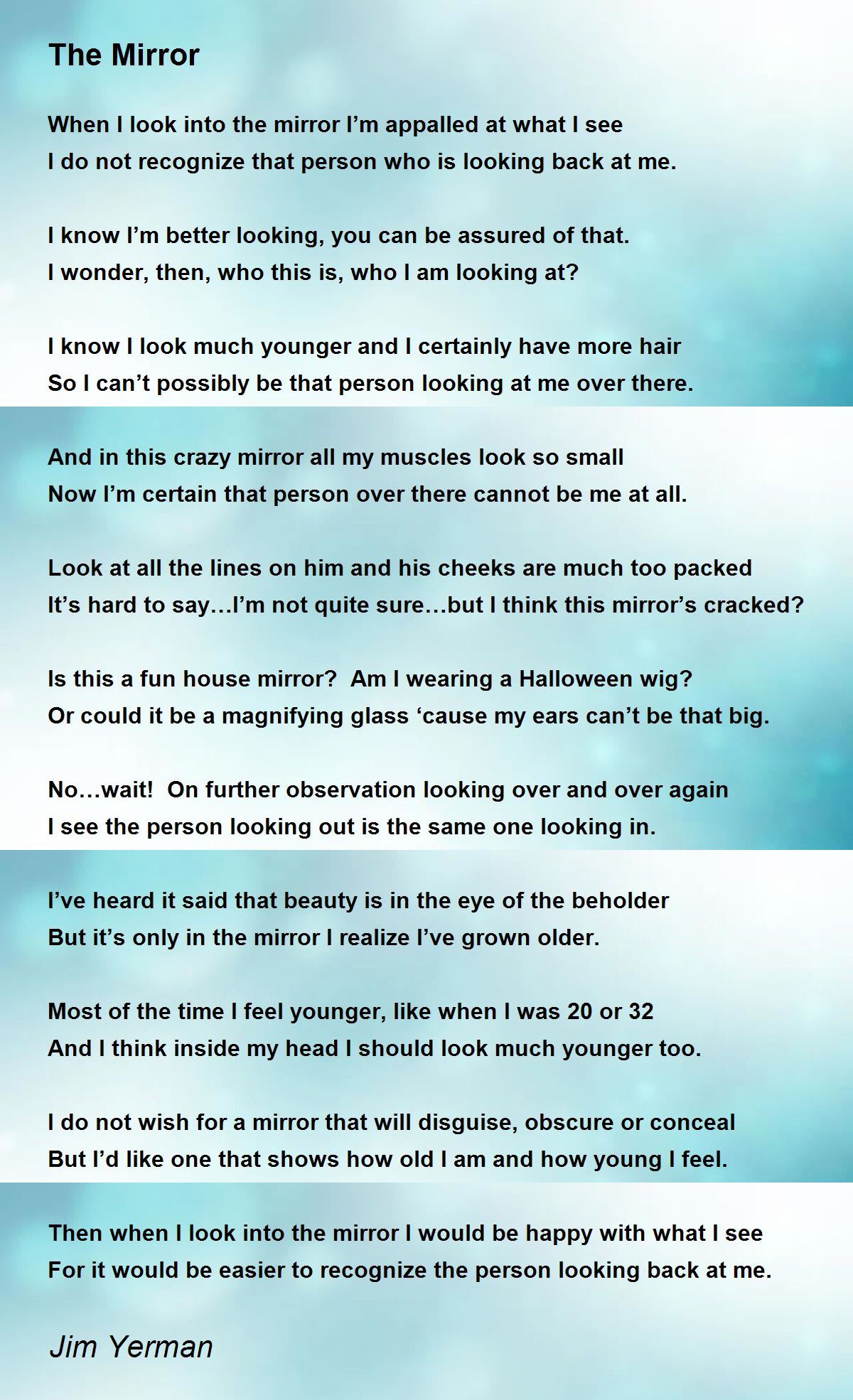 The Mirror The Mirror Poem by Jim Yerman