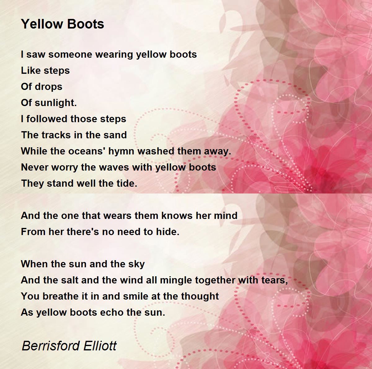 Yellow Boots Yellow Boots Poem by Berrisford Elliott