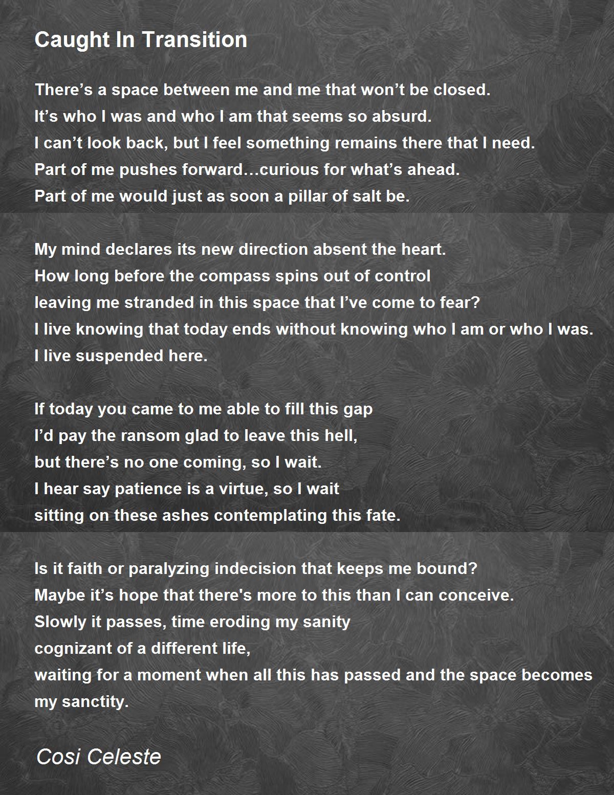 Caught In Transition Caught In Transition Poem by Cosi Celeste