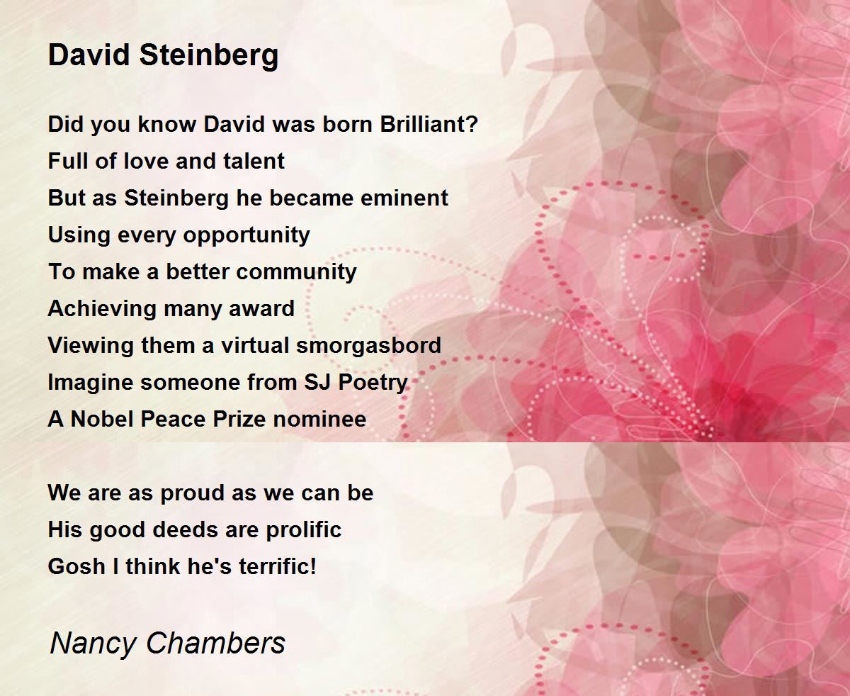 David Steinberg David Steinberg Poem by Nancy Chambers