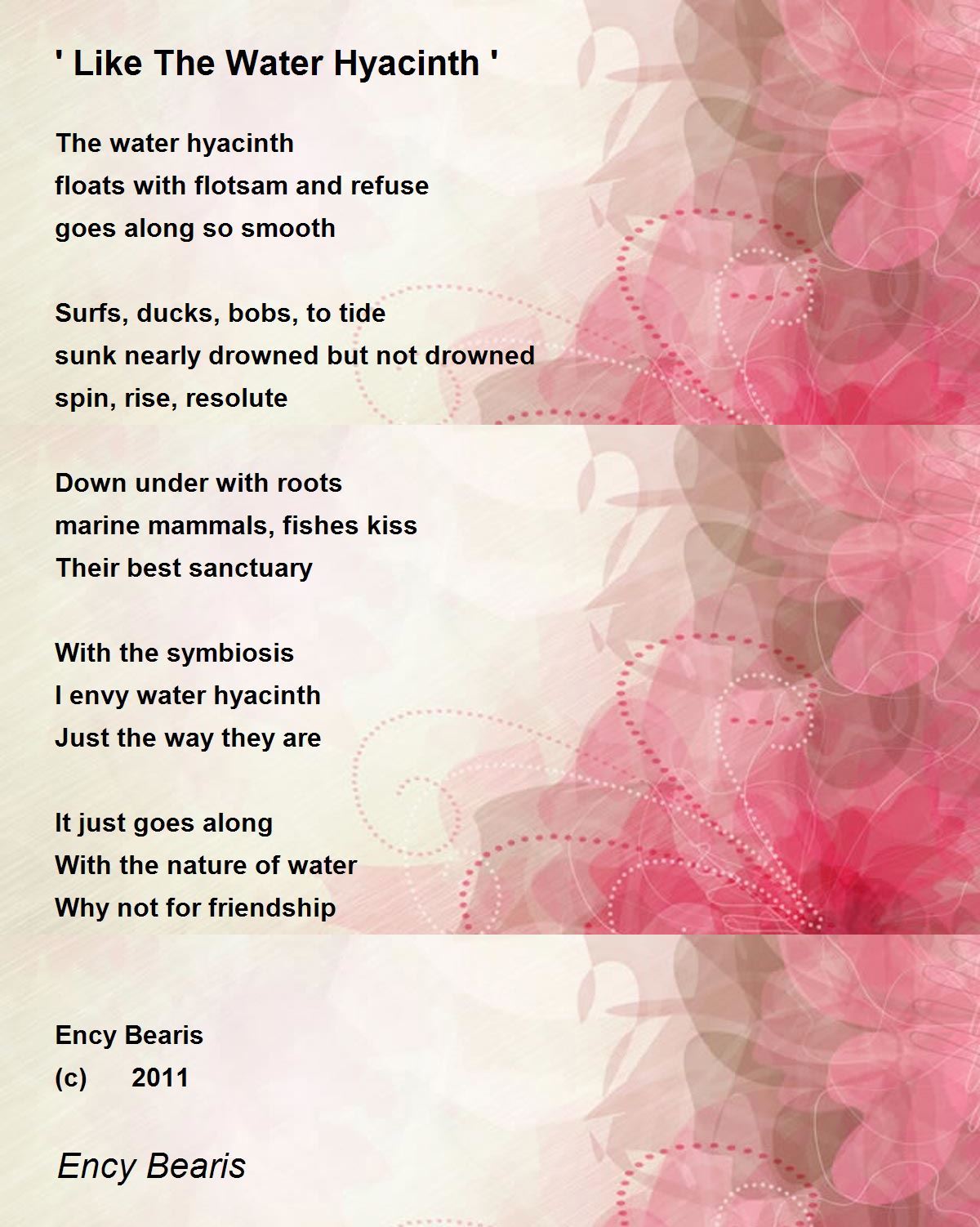 ' Like The Water Hyacinth ' Poem by Ency Bearis - Poem Hunter