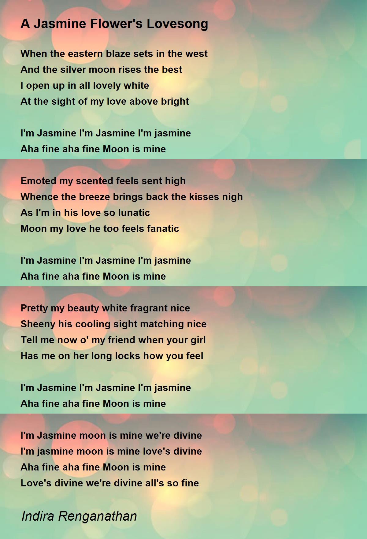 A Jasmine Flower's Lovesong by Indira Renganathan A Jasmine Flower's