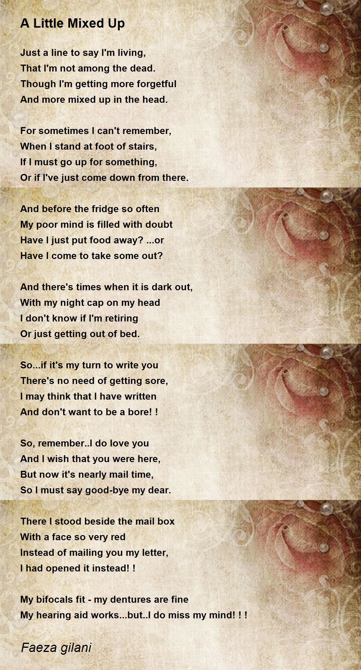 A Little Mixed Up Poem By Faeza Gilani Poem Hunter