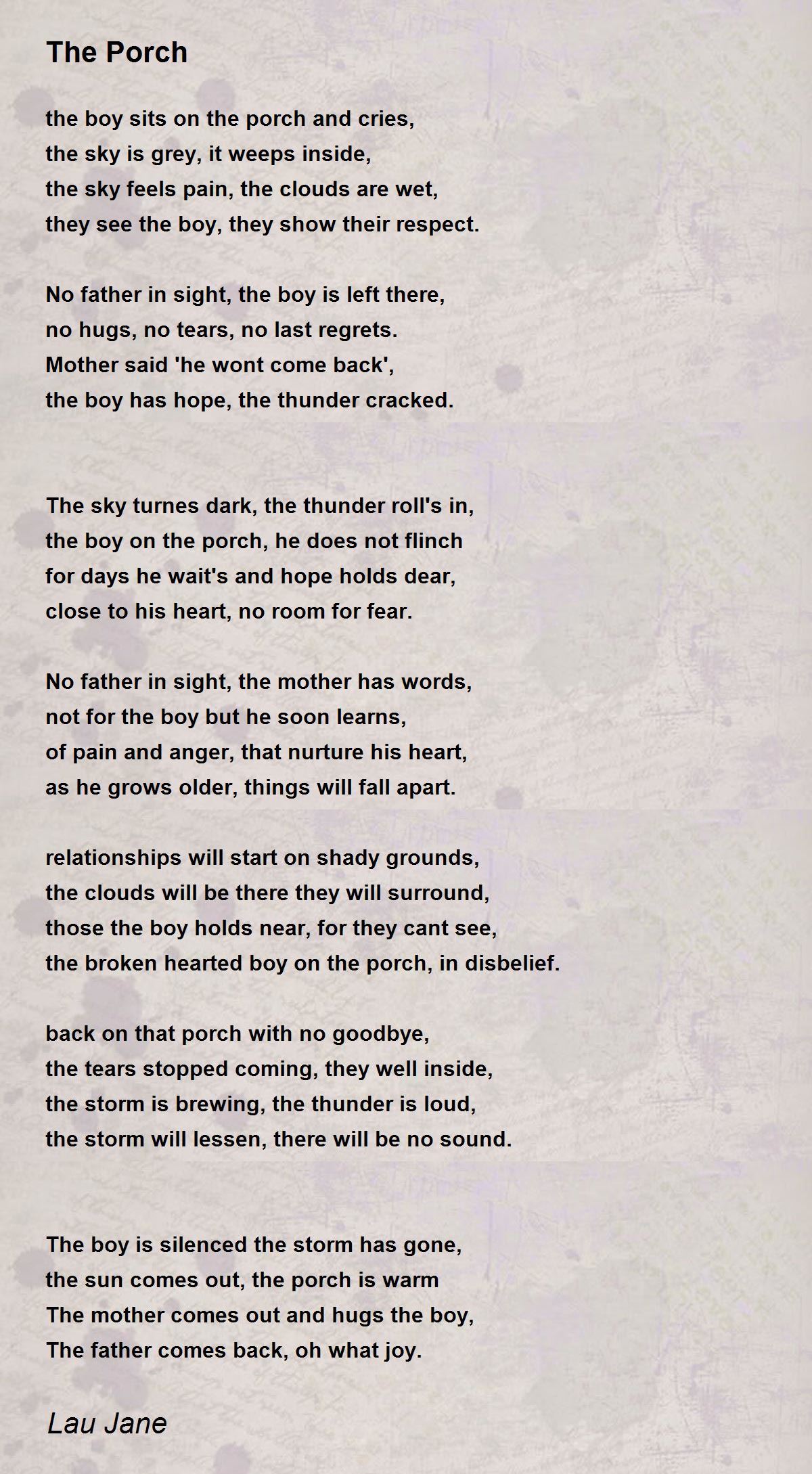 The Porch by Lau Jane The Porch Poem