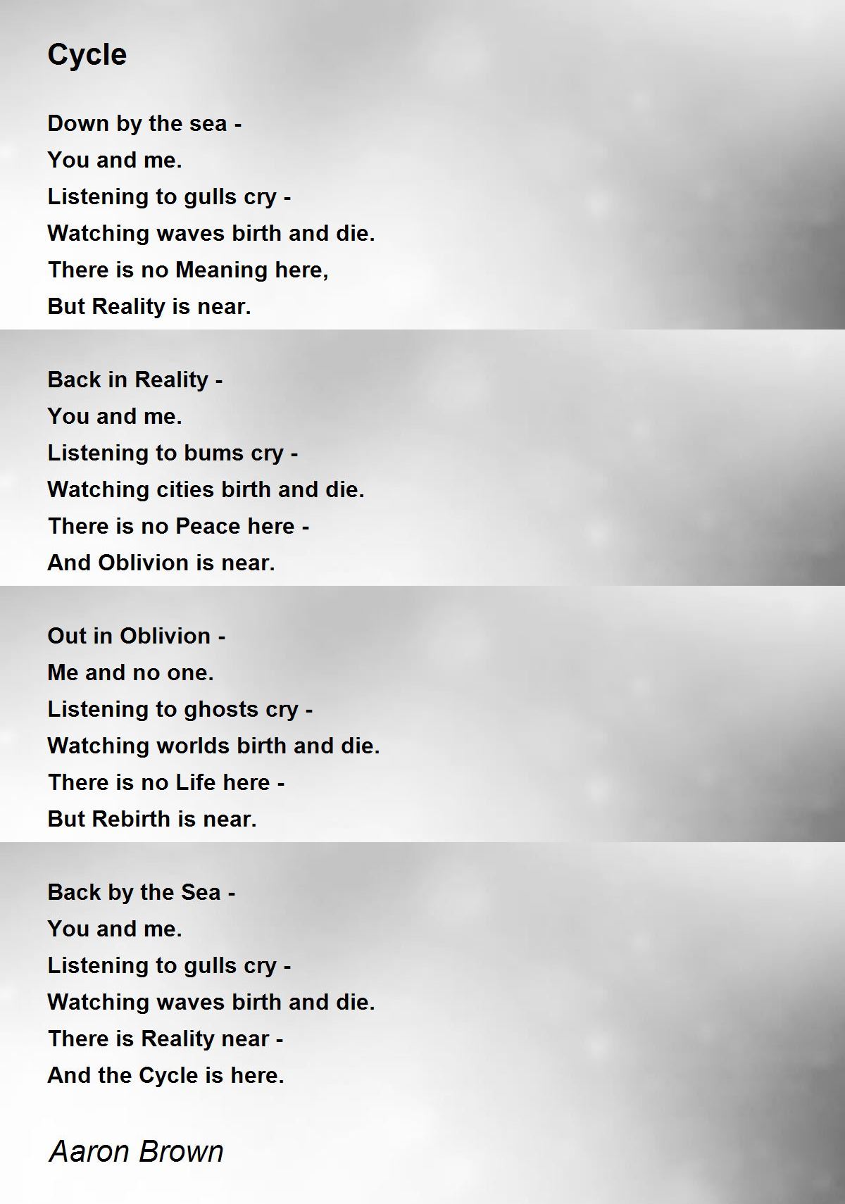 Cycle by Aaron Brown Cycle Poem