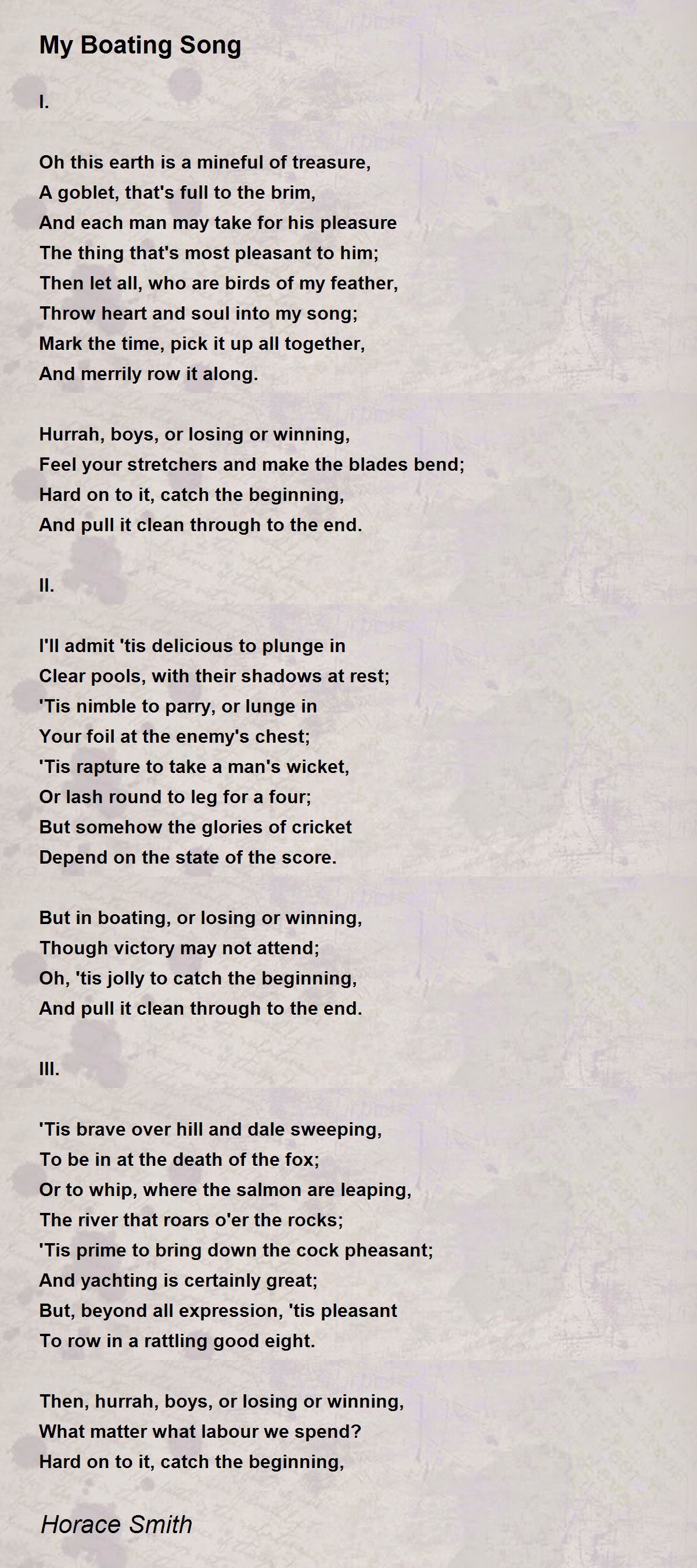 My Boating Song My Boating Song Poem by Horace Smith