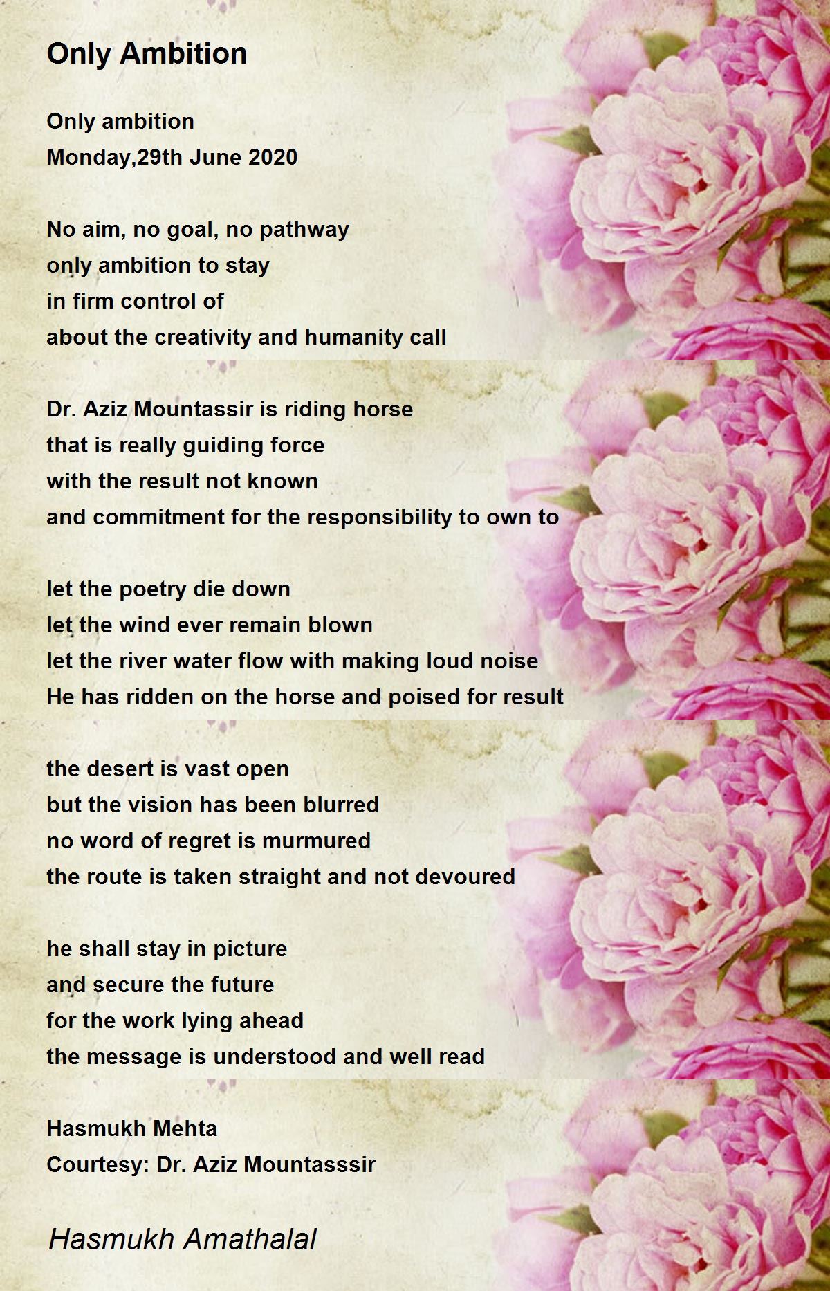 Only Ambition Only Ambition Poem by Mehta Hasmukh Amathaal