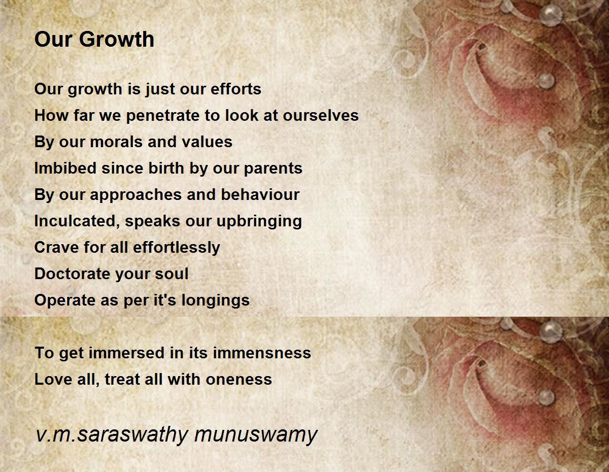 Our Growth Our Growth Poem by v.m.saraswathy munuswamy