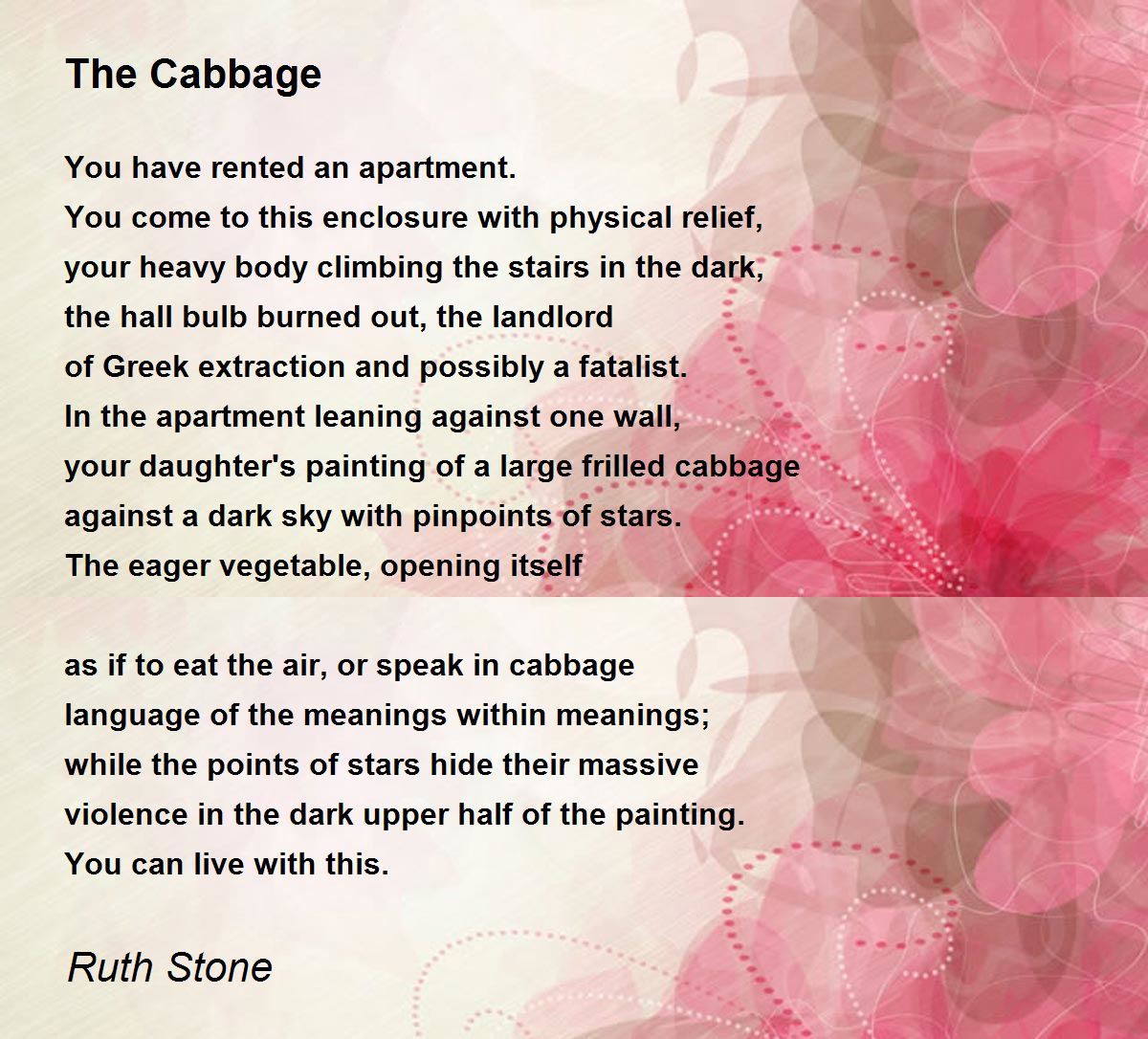 The Cabbage The Cabbage Poem by Ruth Stone