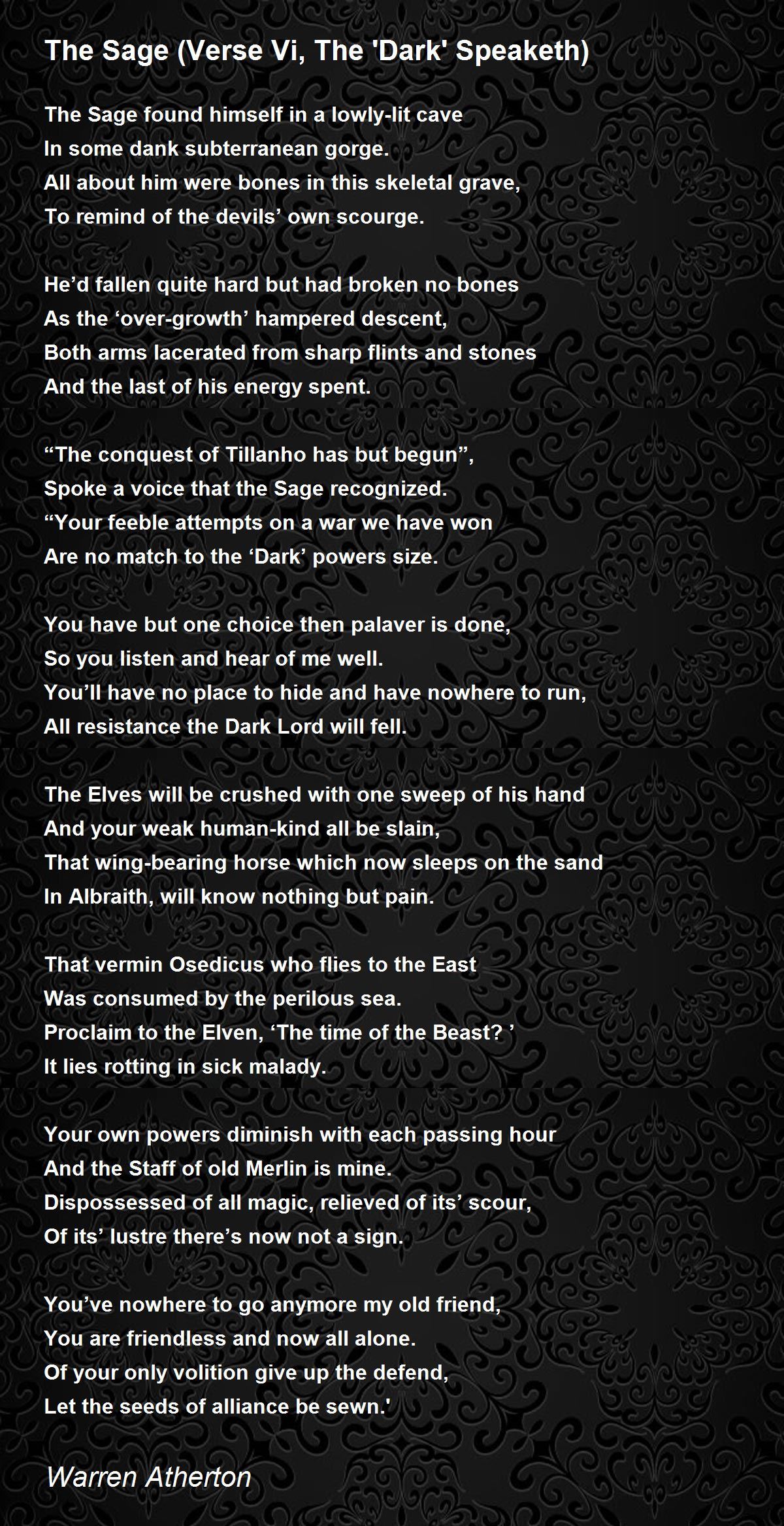 The Sage (Verse Vi, The 'Dark' Speaketh) The Sage (Verse Vi, The