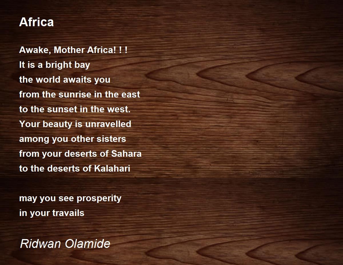 Africa Africa Poem By Ridwan Olamide