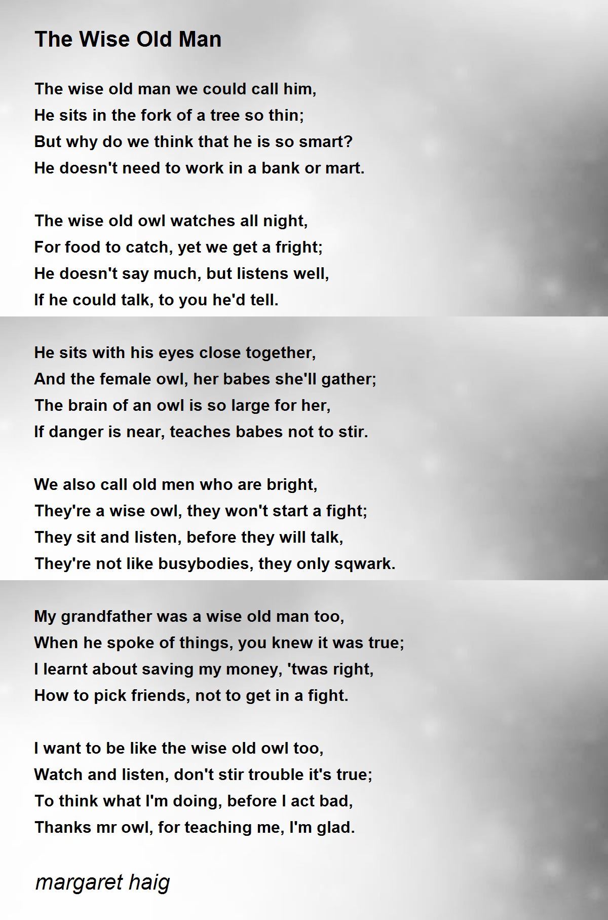 The Wise Old Man Poem by margaret haig - Poem Hunter