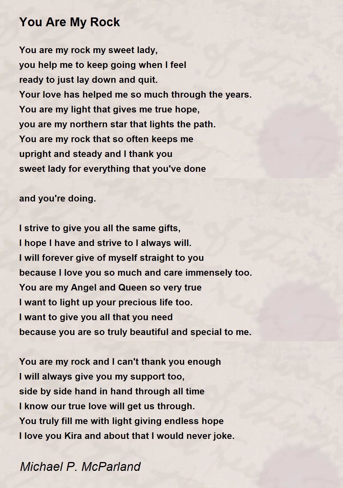 You Are My Rock by Michael P. McParland - You Are My Rock Poem