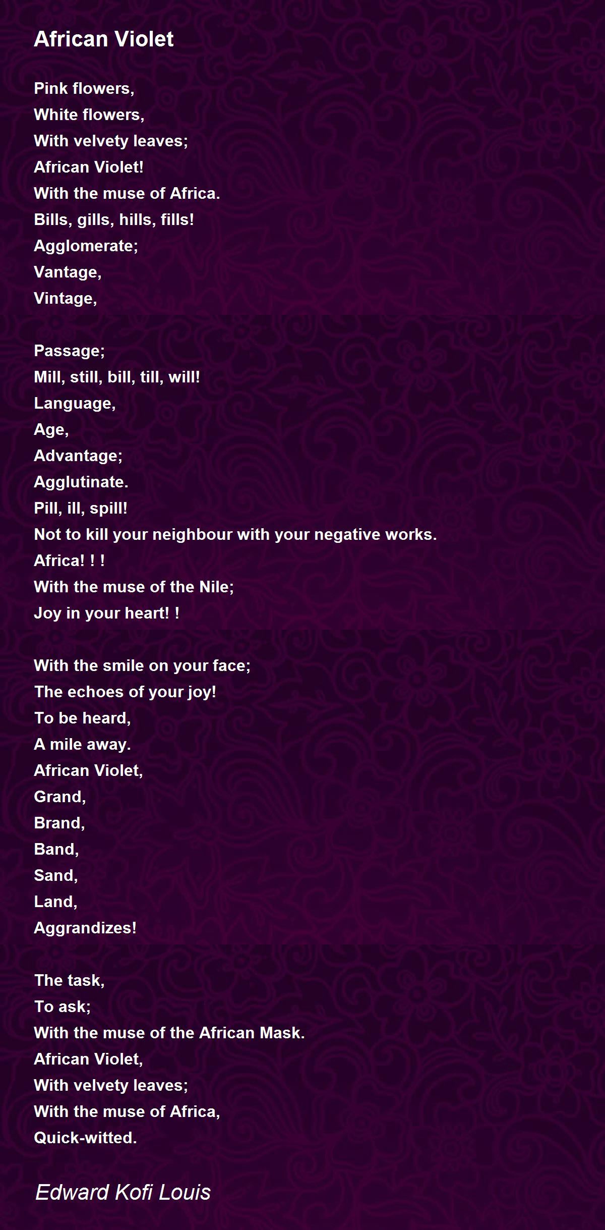 African Violet African Violet Poem by Edward Kofi Louis