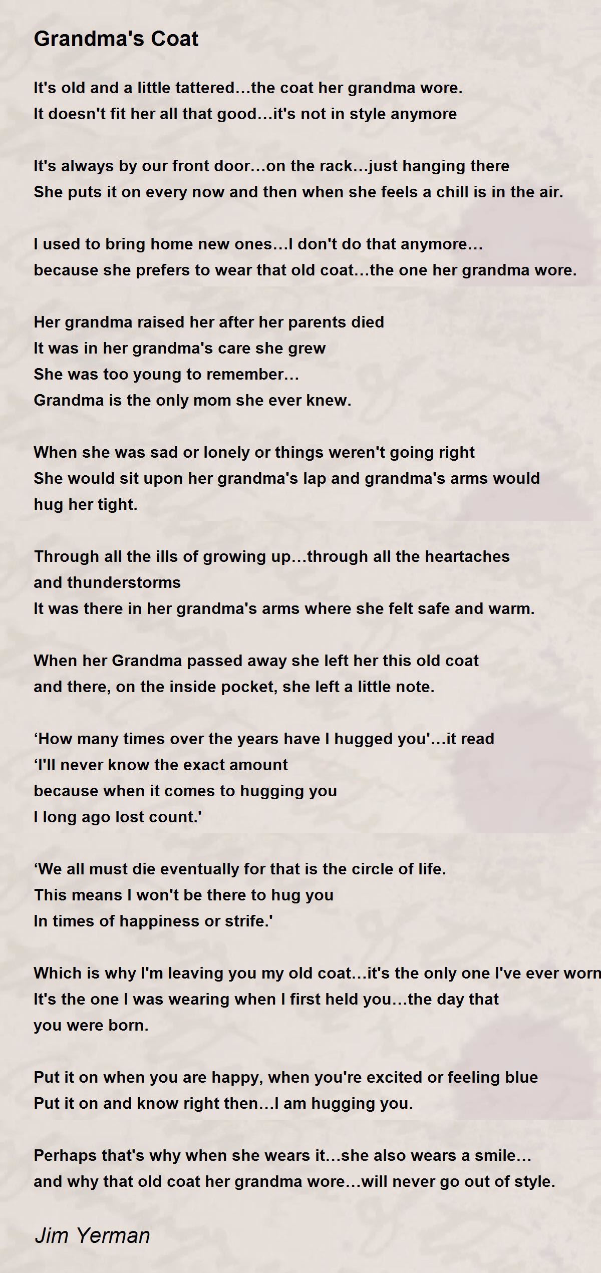 Grandma's Coat Grandma's Coat Poem by Jim Yerman