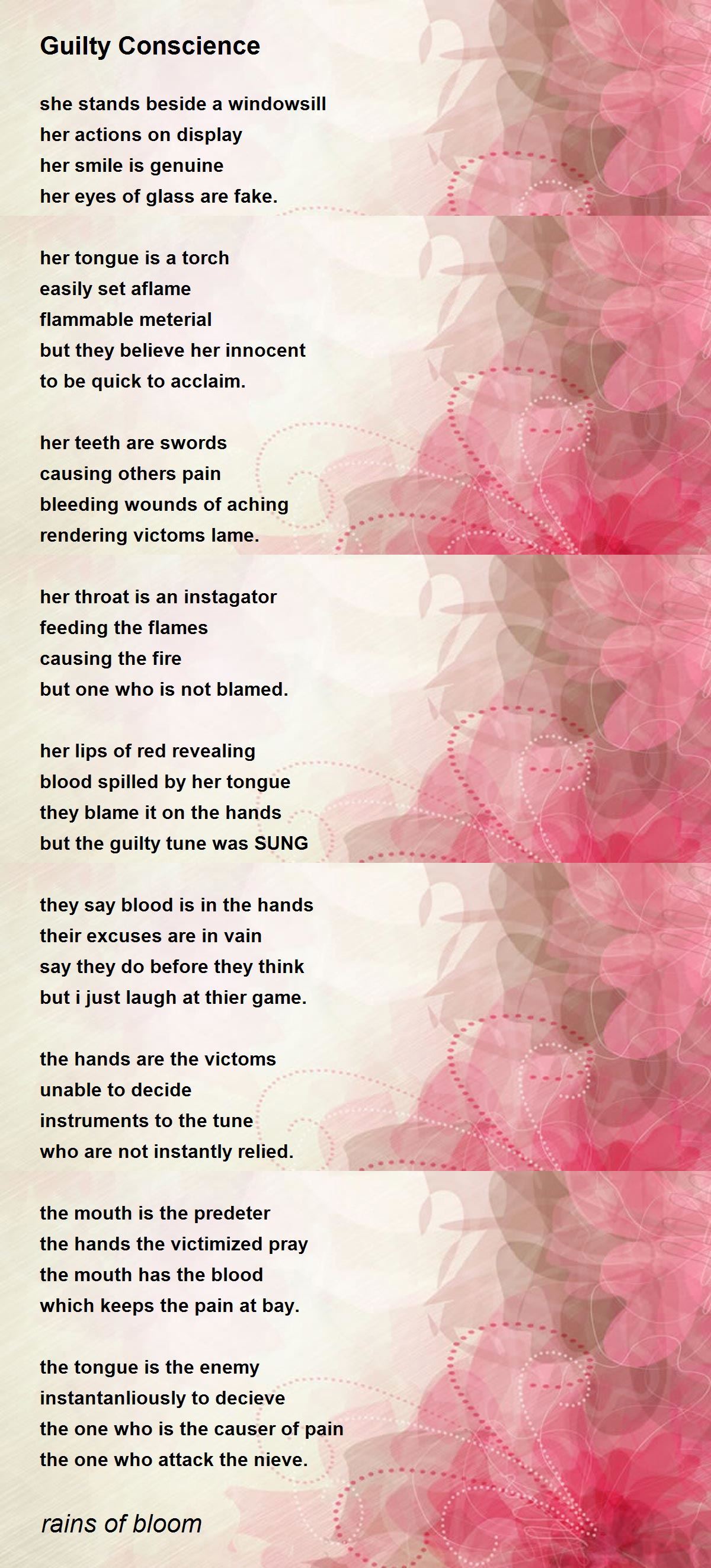 Guilty Conscience Poem by rains of bloom Poem Hunter