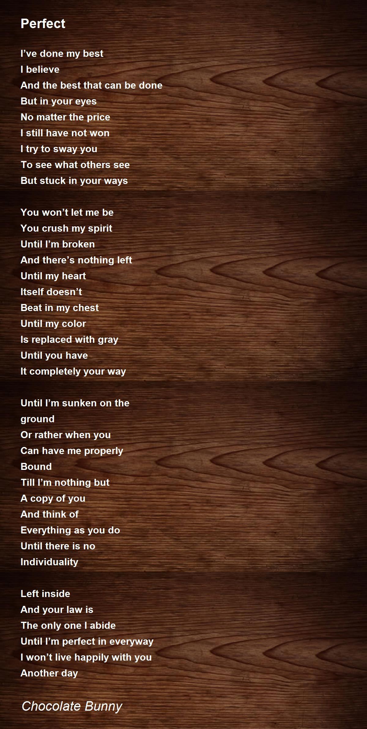 Perfect Poem by Chocolate Bunny Poem Hunter