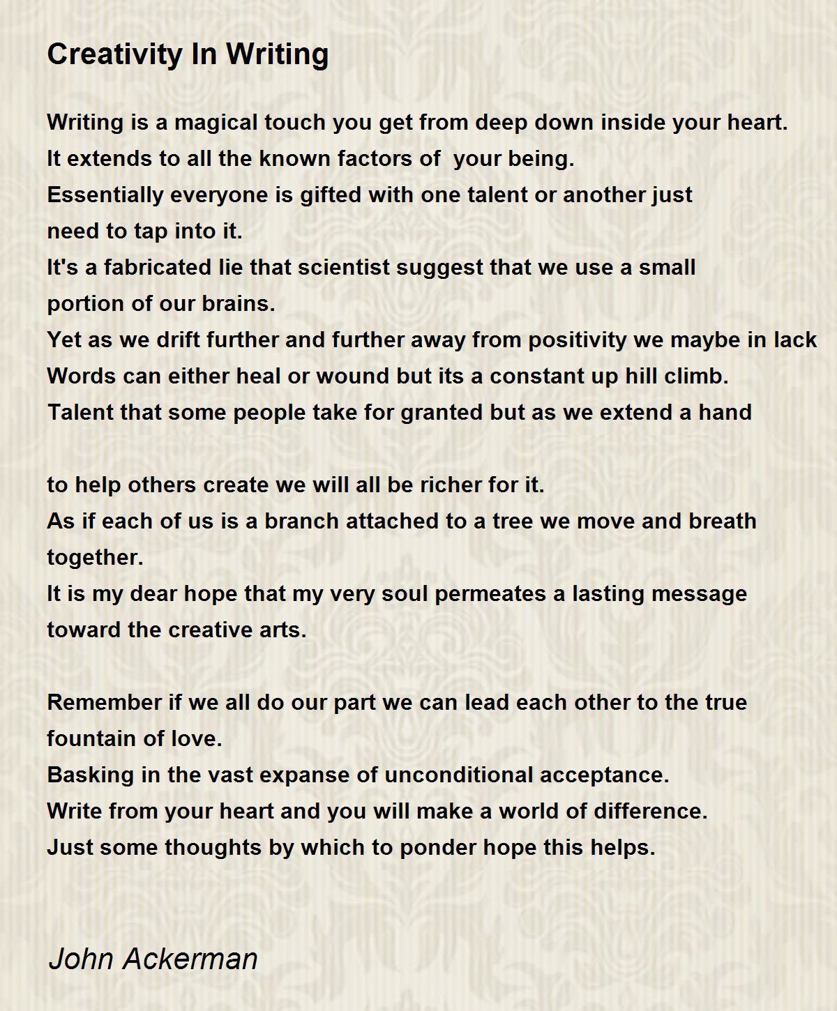 poem about creative writing subject