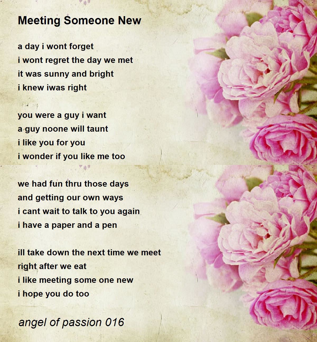 Poems about meeting someone for the first time