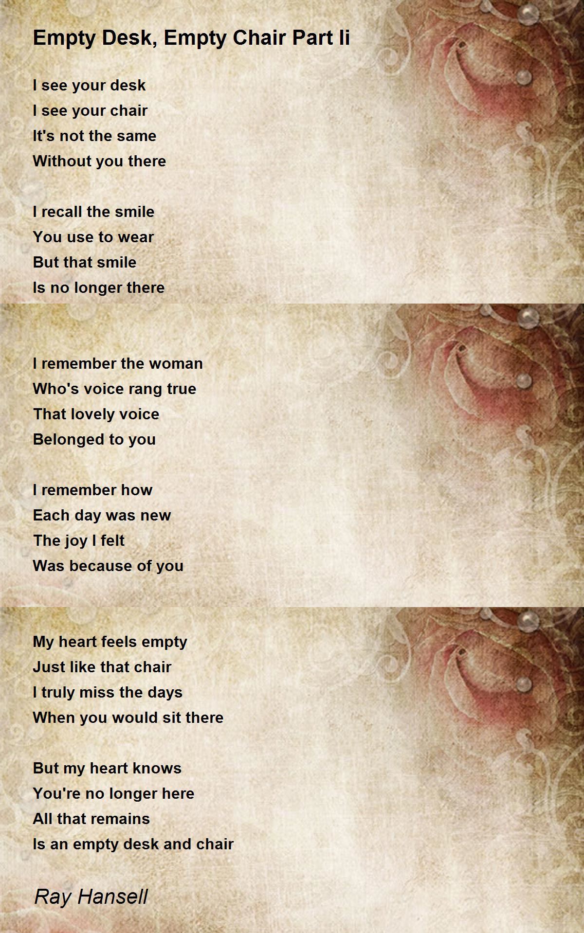 Empty Desk, Empty Chair Part Ii