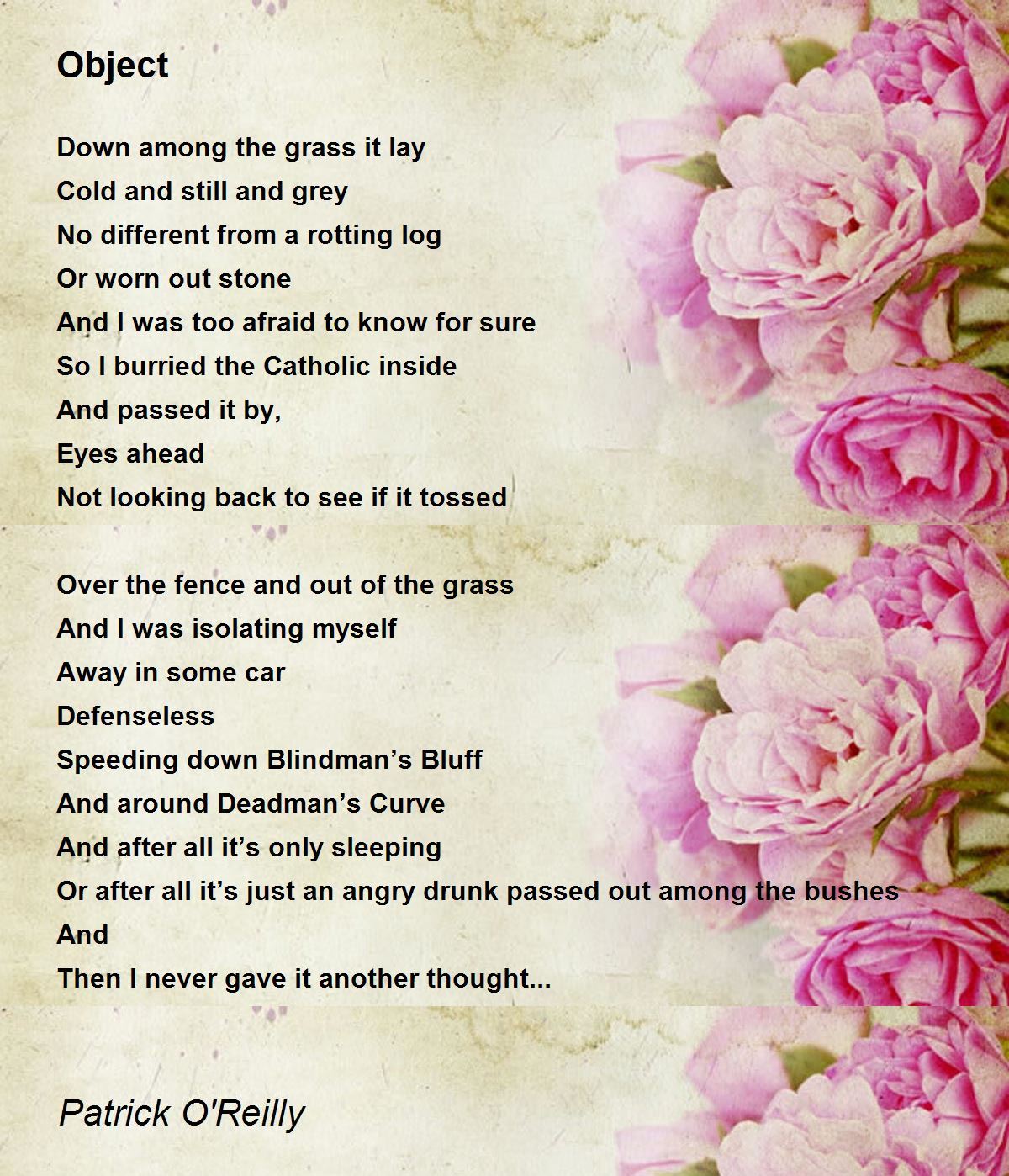 Object Object Poem by Patrick O'Reilly