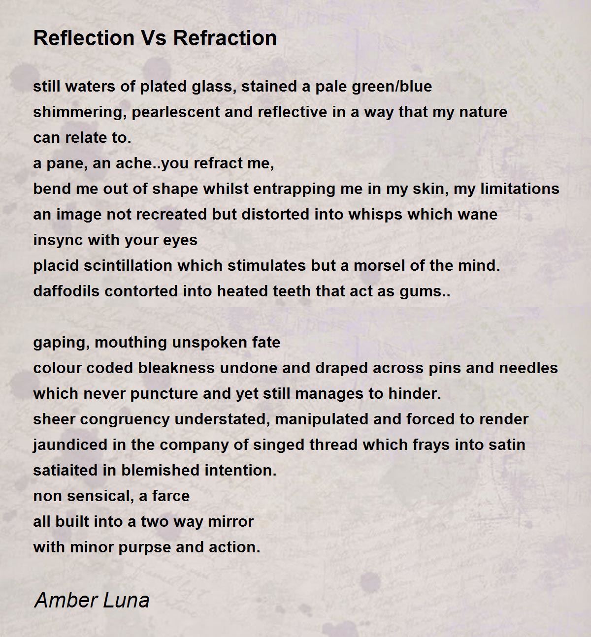 Reflection Vs Refraction Poem by Amber Luna - Poem Hunter