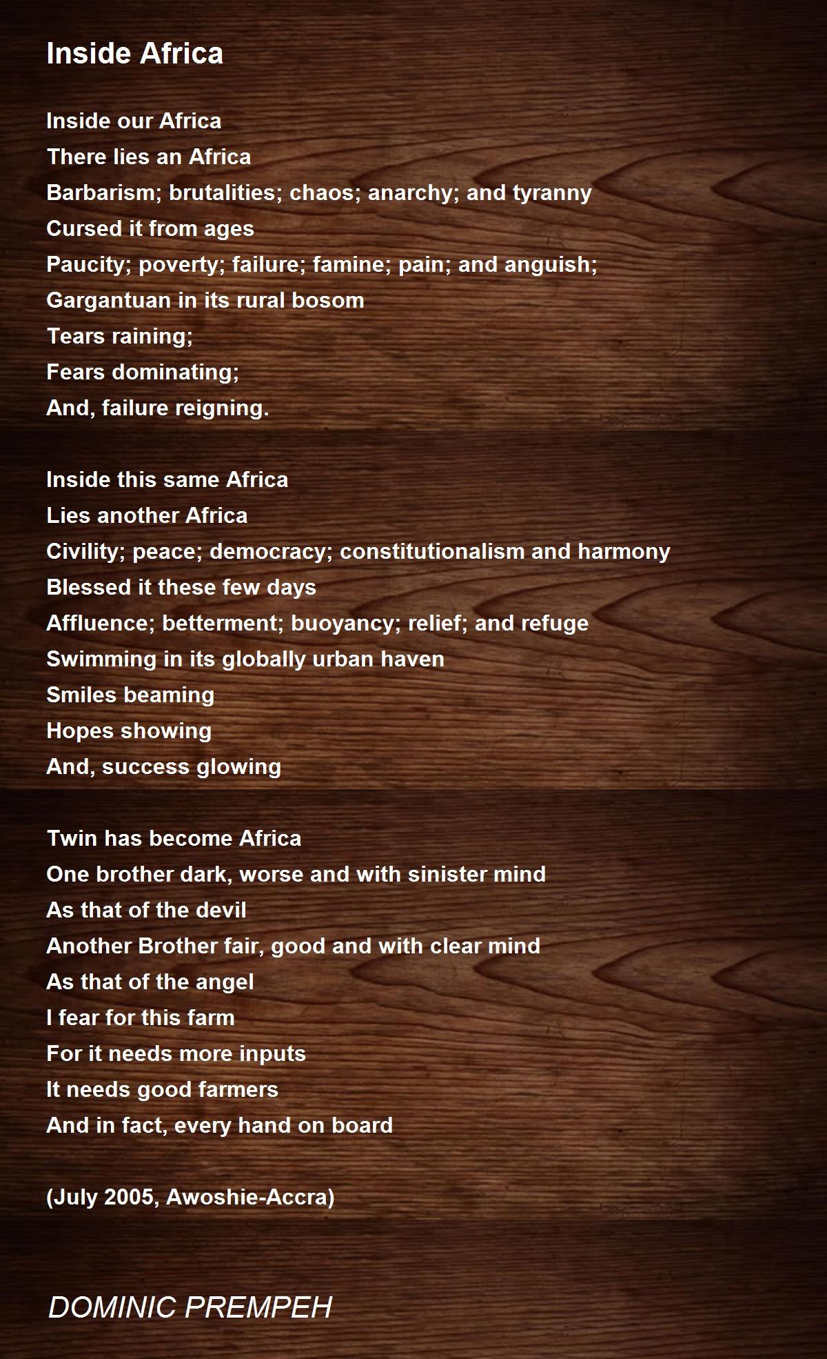 Inside Africa Inside Africa Poem by DOMINIC PREMPEH