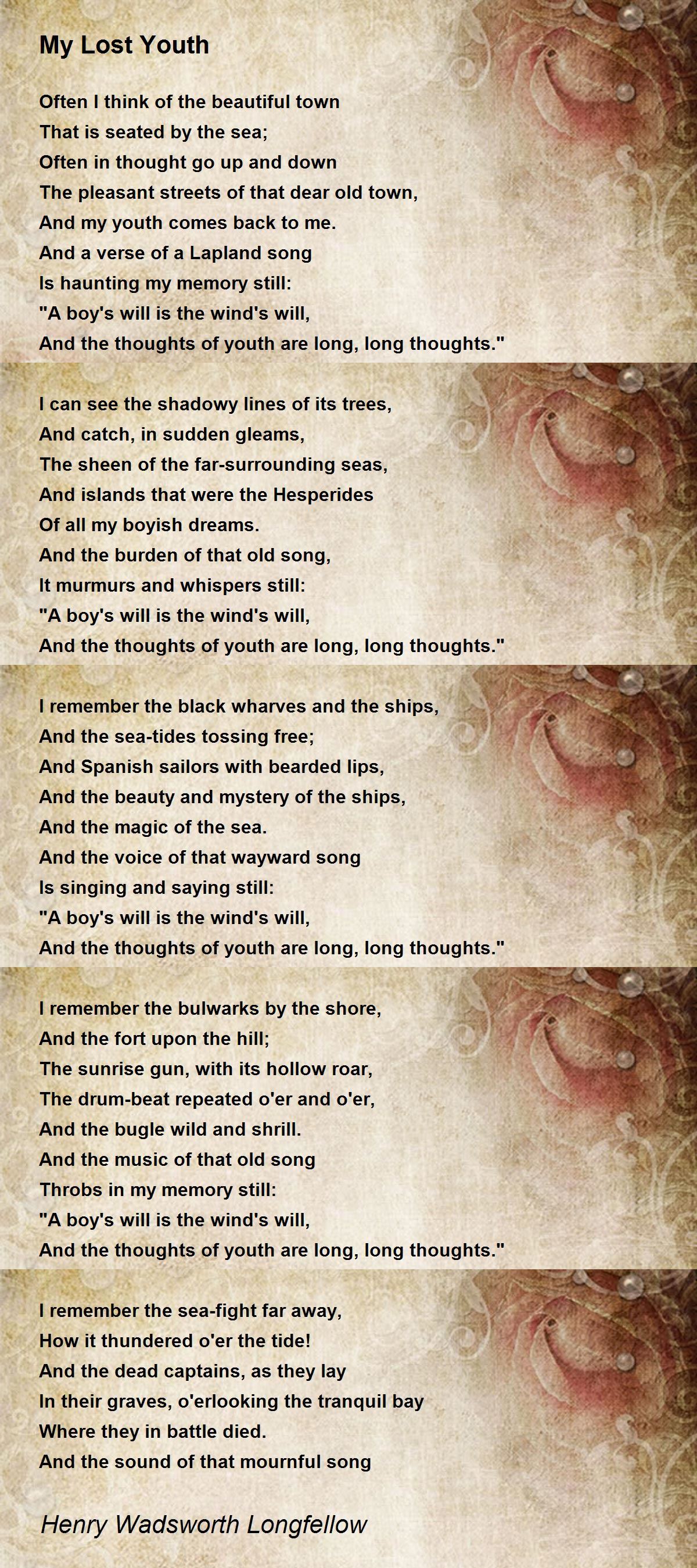 My Lost Youth by Henry Wadsworth Longfellow - My Lost Youth Poem