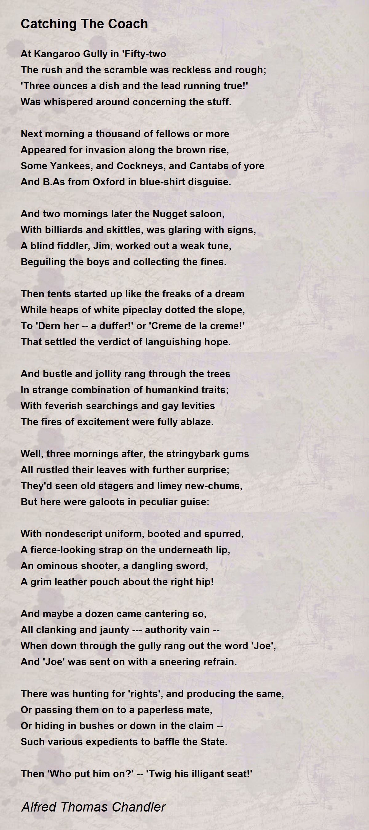 Catching The Coach Catching The Coach Poem by Alfred Thomas Chandler
