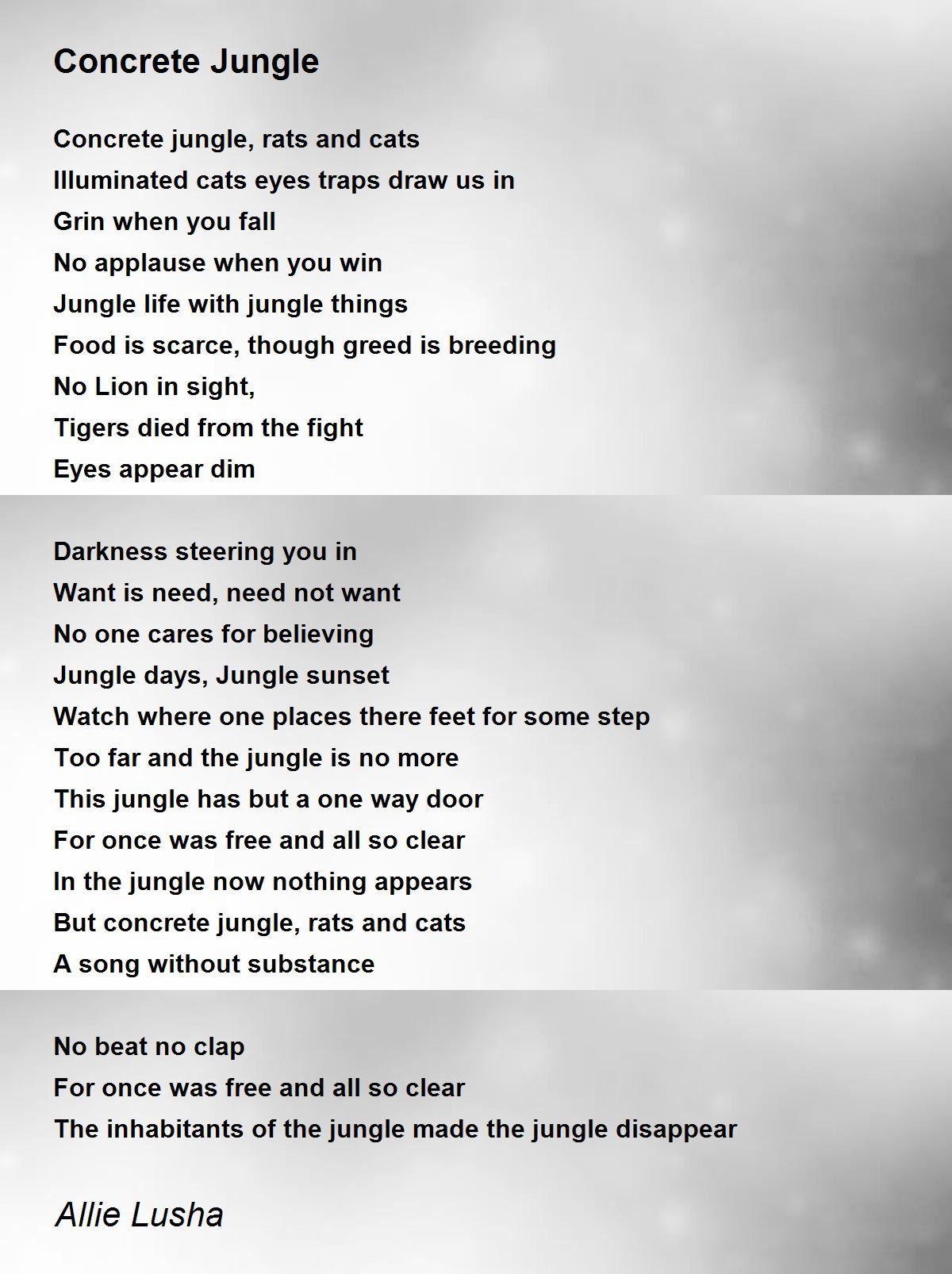 Concrete Jungle Concrete Jungle Poem by Allie Lusha