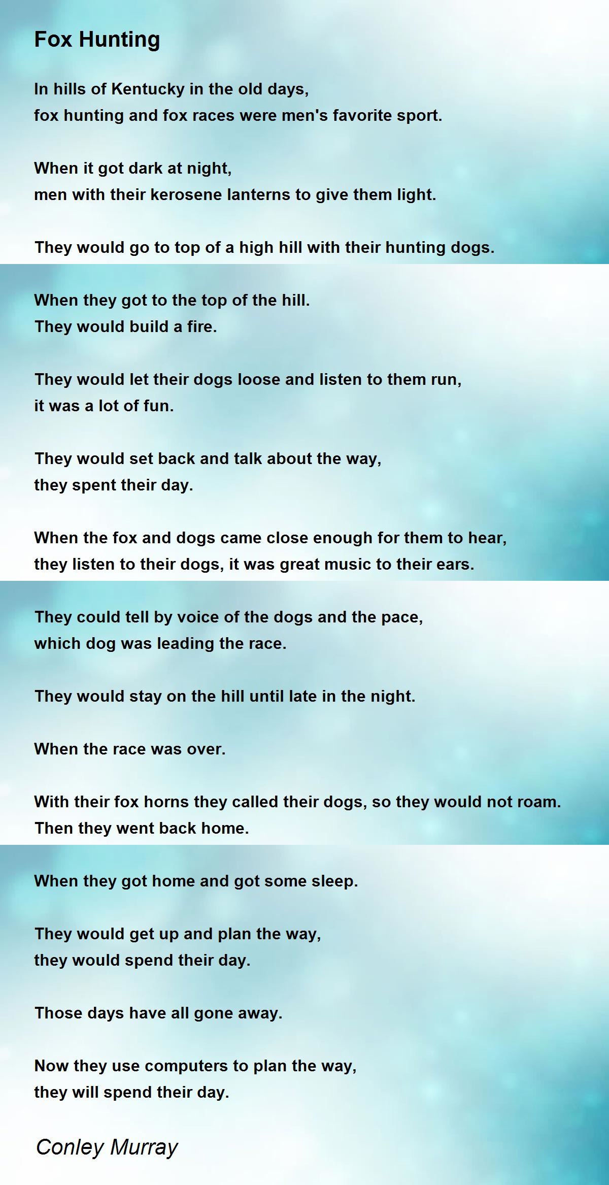 Fox Hunting Poem by Conley Murray - Poem Hunter