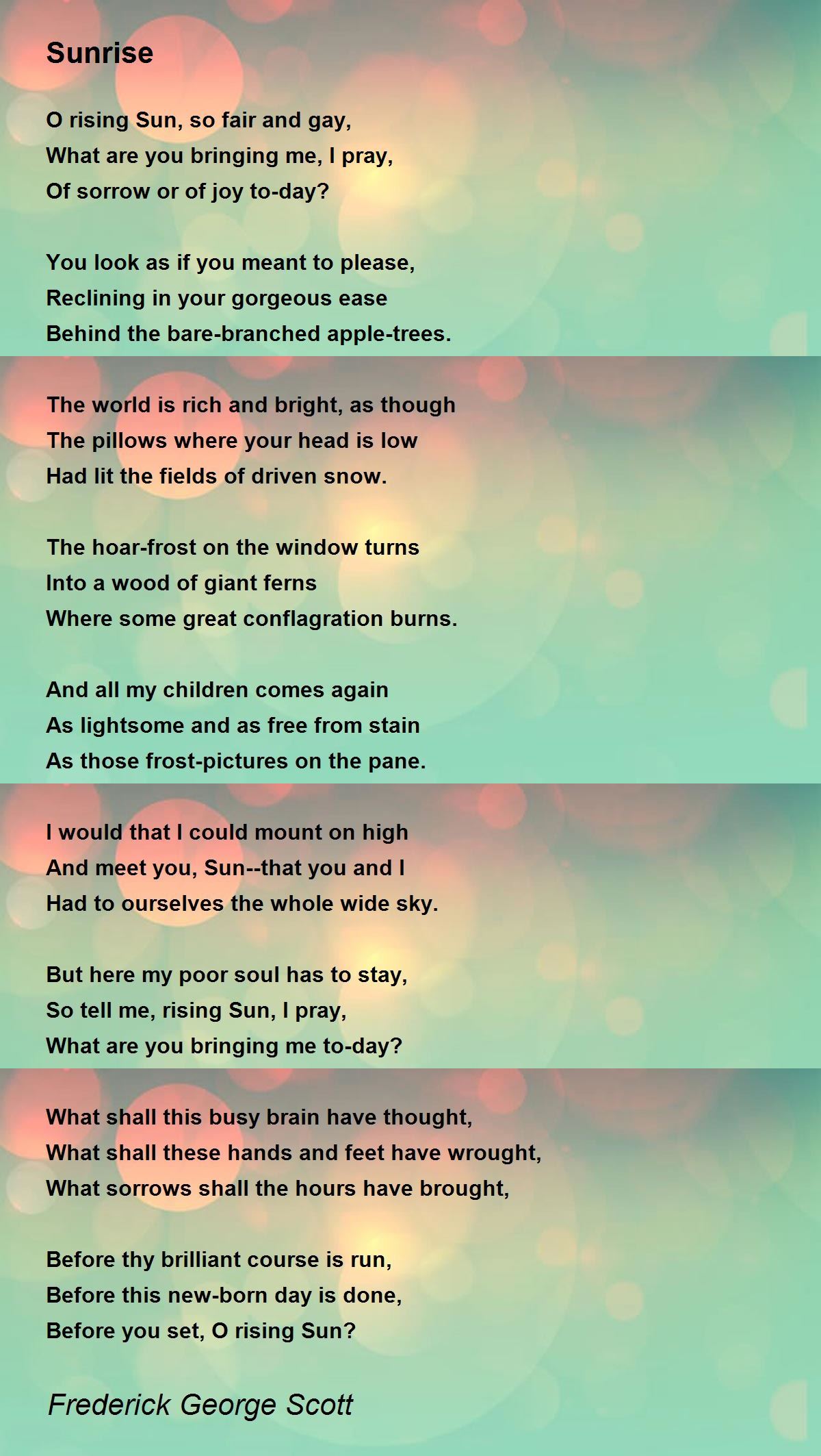 Sunrise Sunrise Poem by Frederick Scott