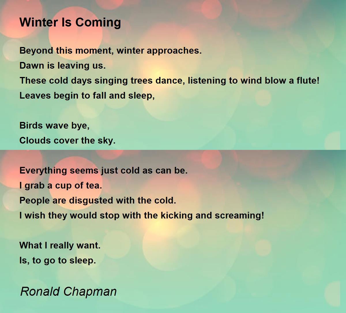 poetry essay on this winter coming
