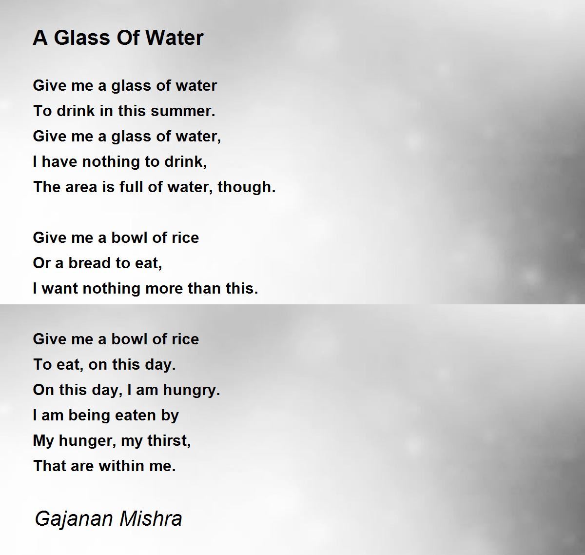 A Glass Of Water A Glass Of Water Poem by Gajanan Mishra