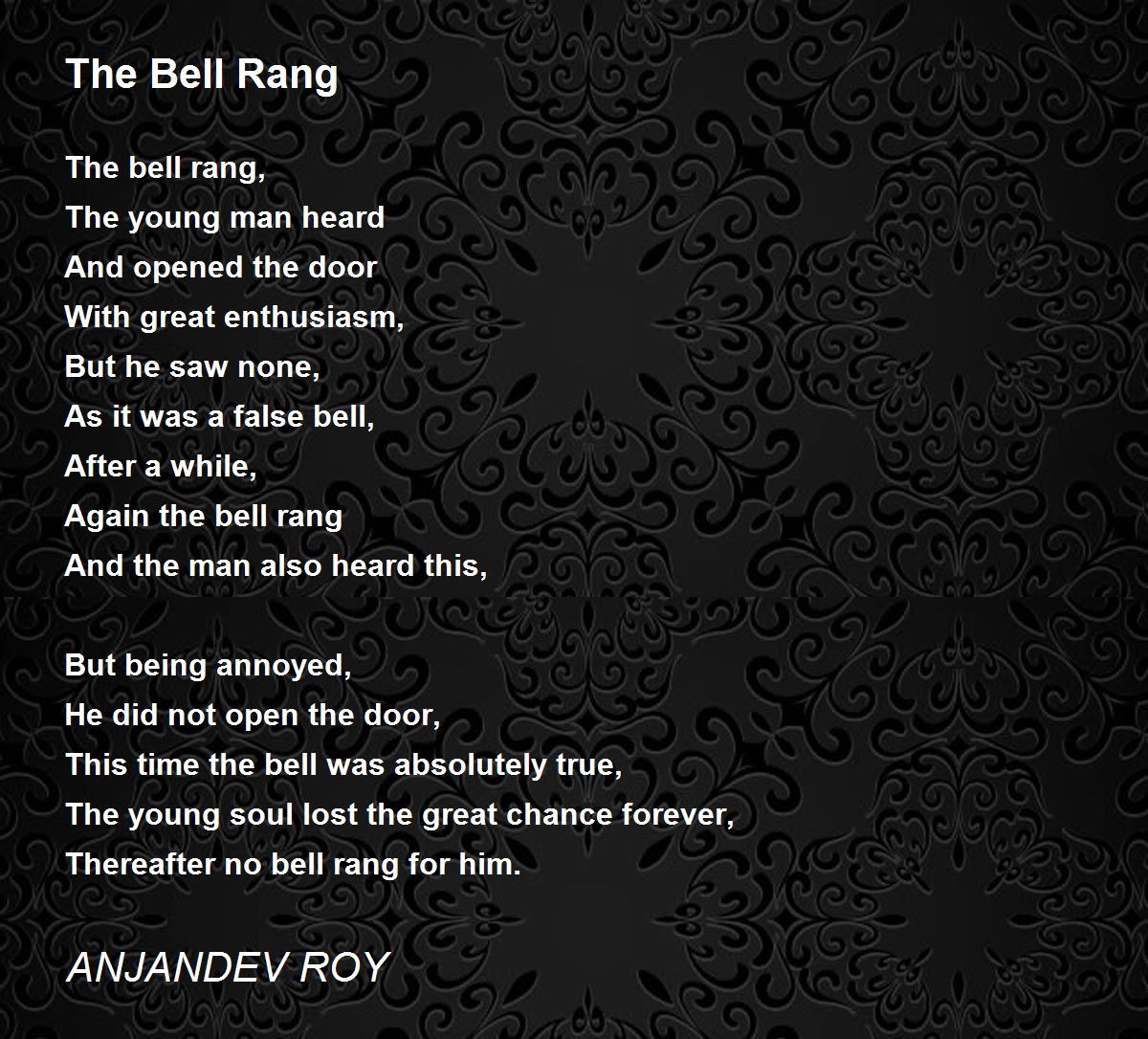 The Bell Rang by ANJANDEV ROY The Bell Rang Poem