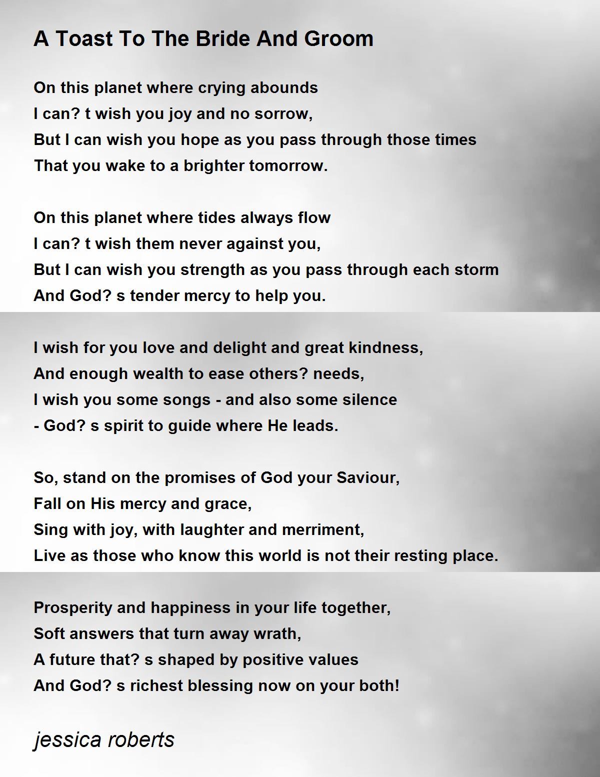 A Toast To The Bride And Groom A Toast To The Bride And Groom Poem by jessica roberts