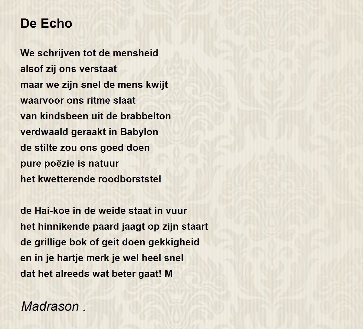 De-echo Poems - Poems For De-echo - Poem Hunter
