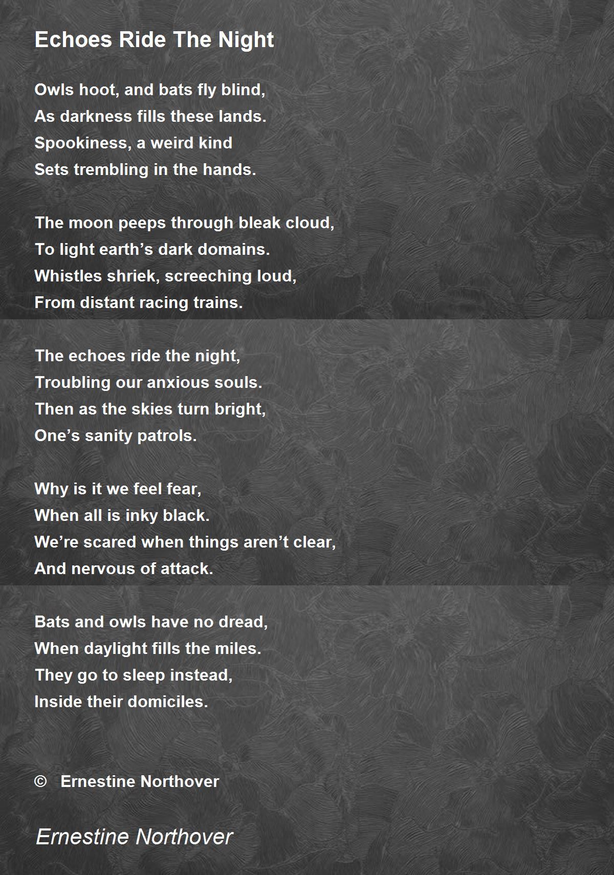 Echoes Ride The Night - Echoes Ride The Night Poem by Ernestine Northover