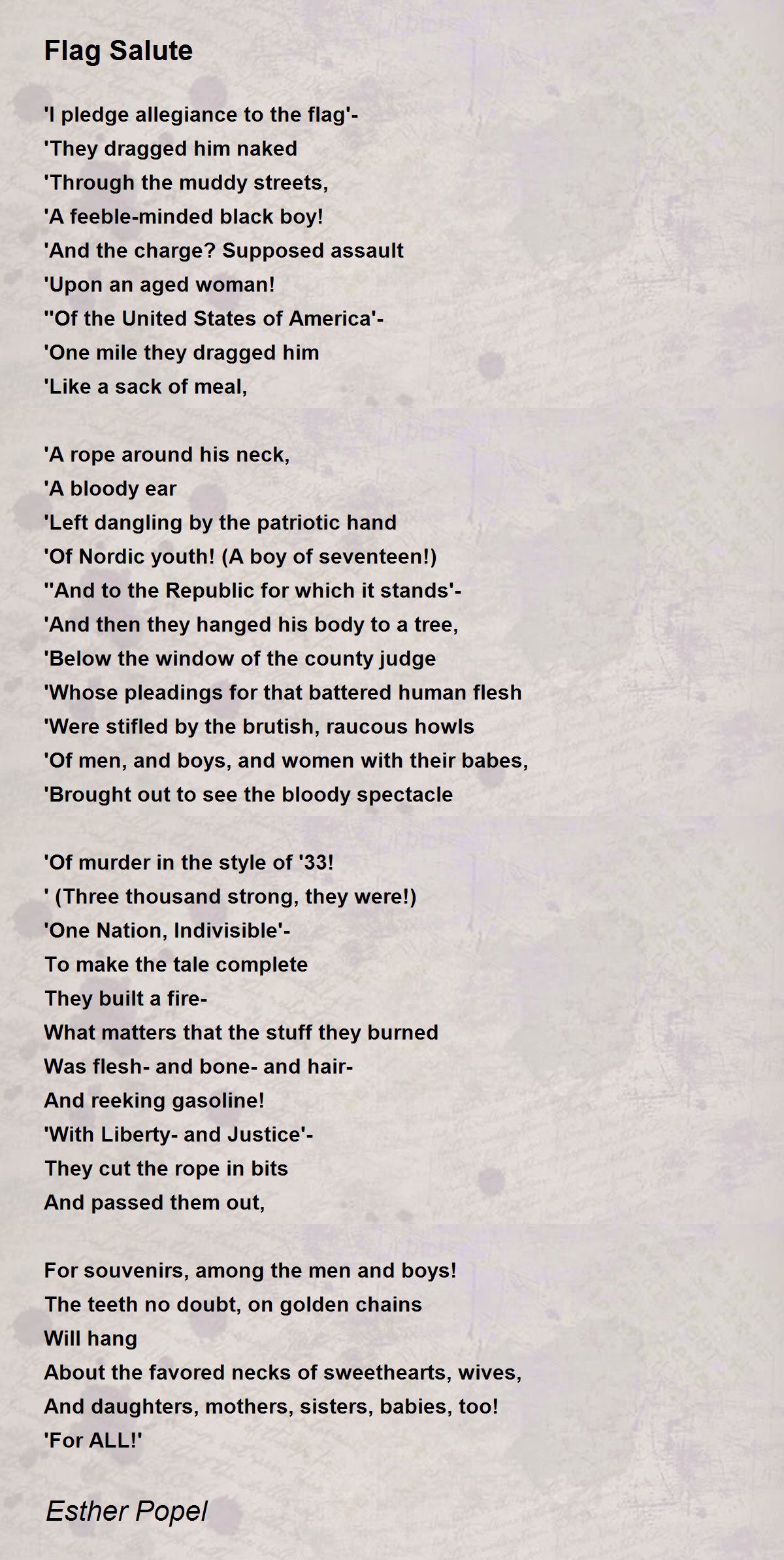 Flag Salute Flag Salute Poem by Esther Popel