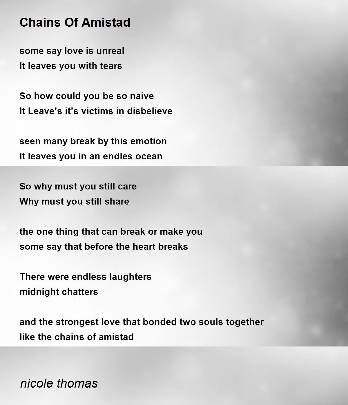 Chains Of Amistad Chains Of Amistad Poem by nicole thomas