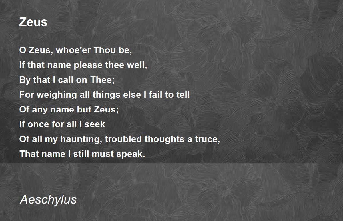 Zeus Zeus Poem by Aeschylus
