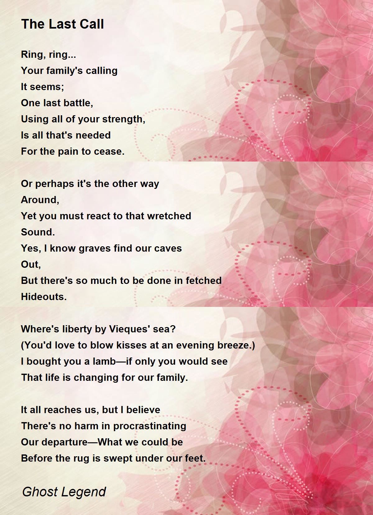 The Last Call The Last Call Poem by Ghost Legend