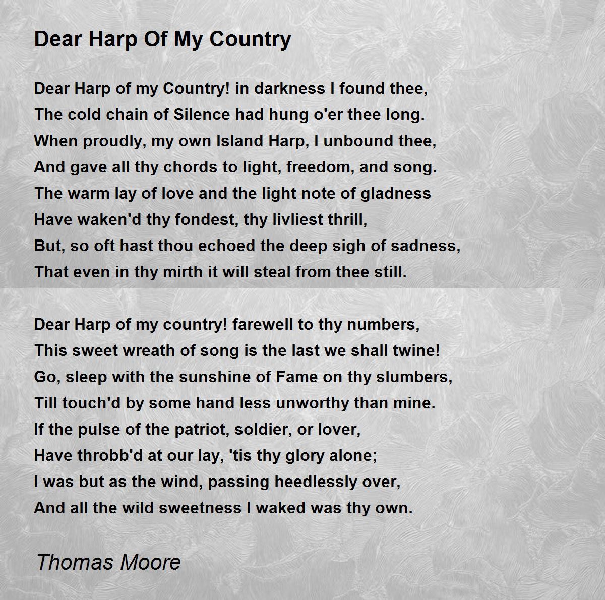 Dear Harp Of My Country Poem by Thomas Moore - Poem Hunter