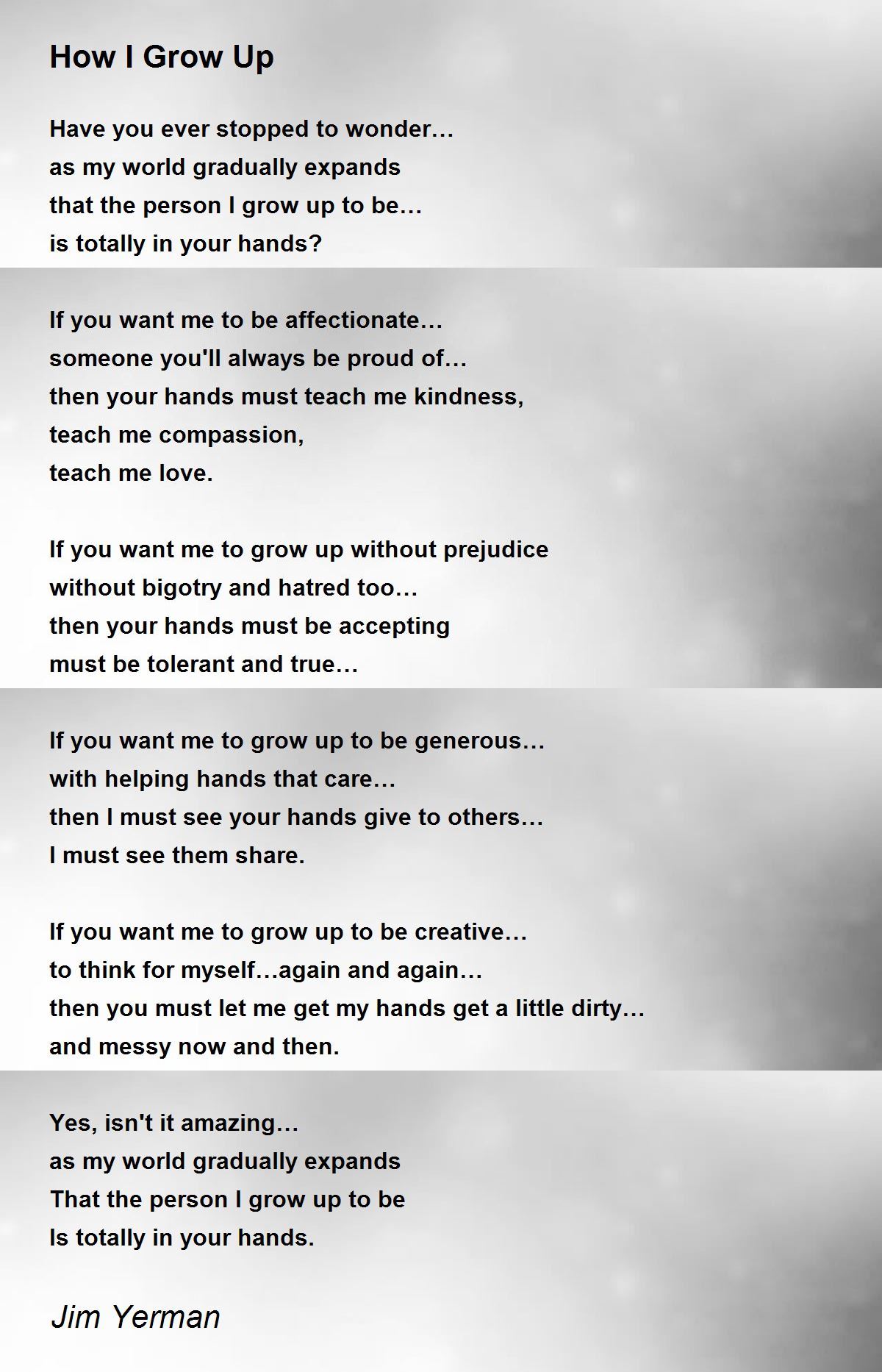 How I Grow Up Poem by Jim Yerman Poem Hunter