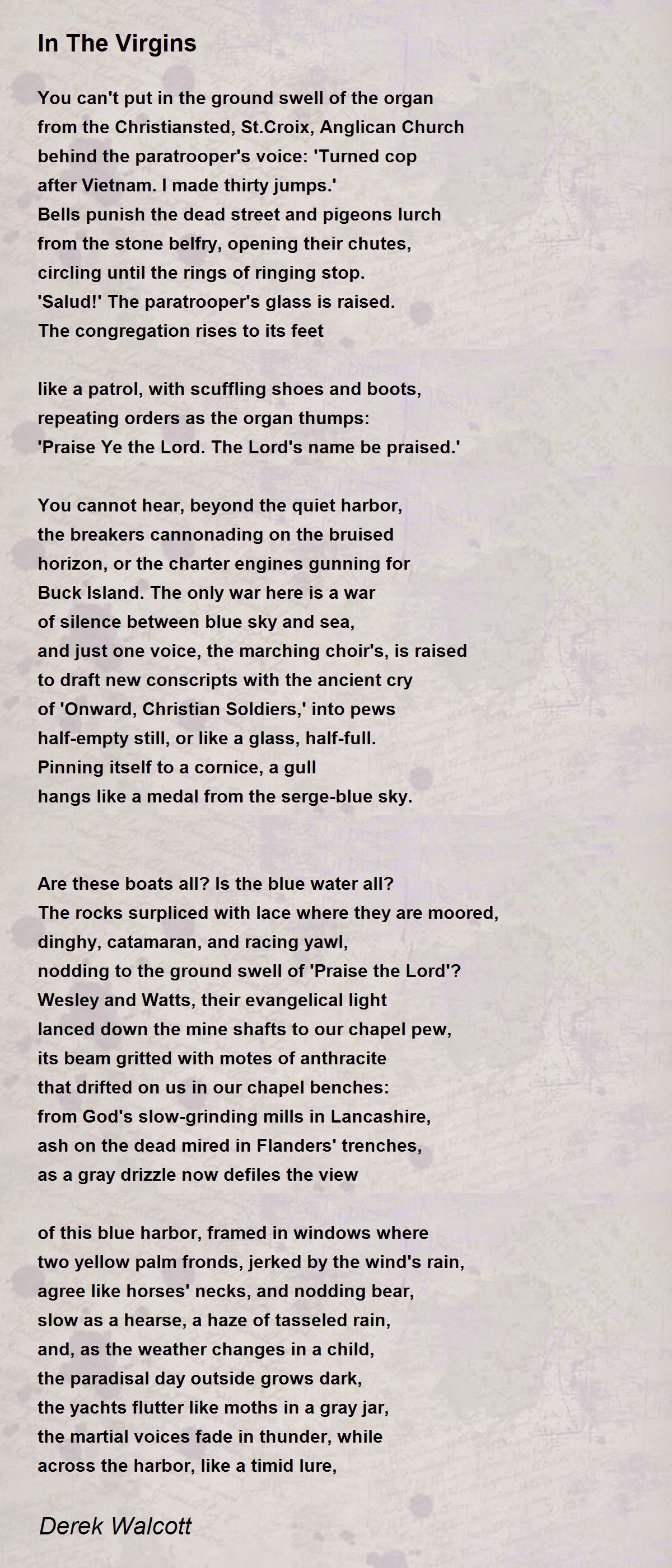 In The Virgins In The Virgins Poem by Derek Walcott