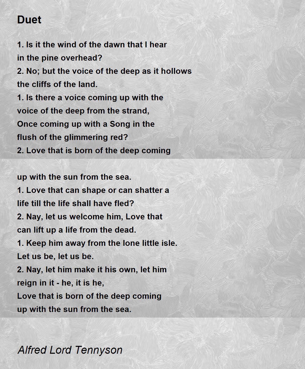 Duet Poem by Alfred Lord Tennyson Poem Hunter
