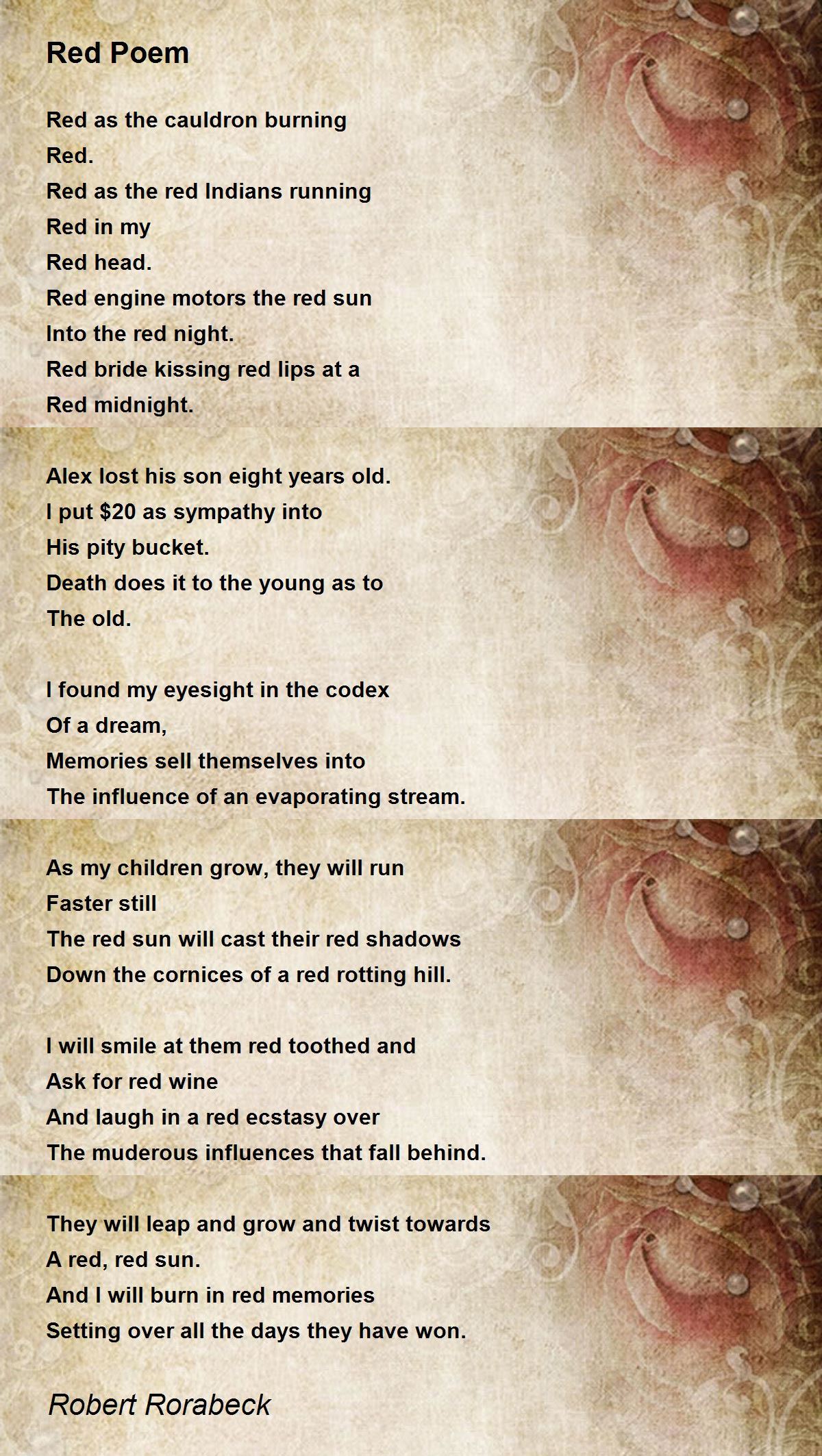 Red Poem Red Poem Poem by Robert Rorabeck