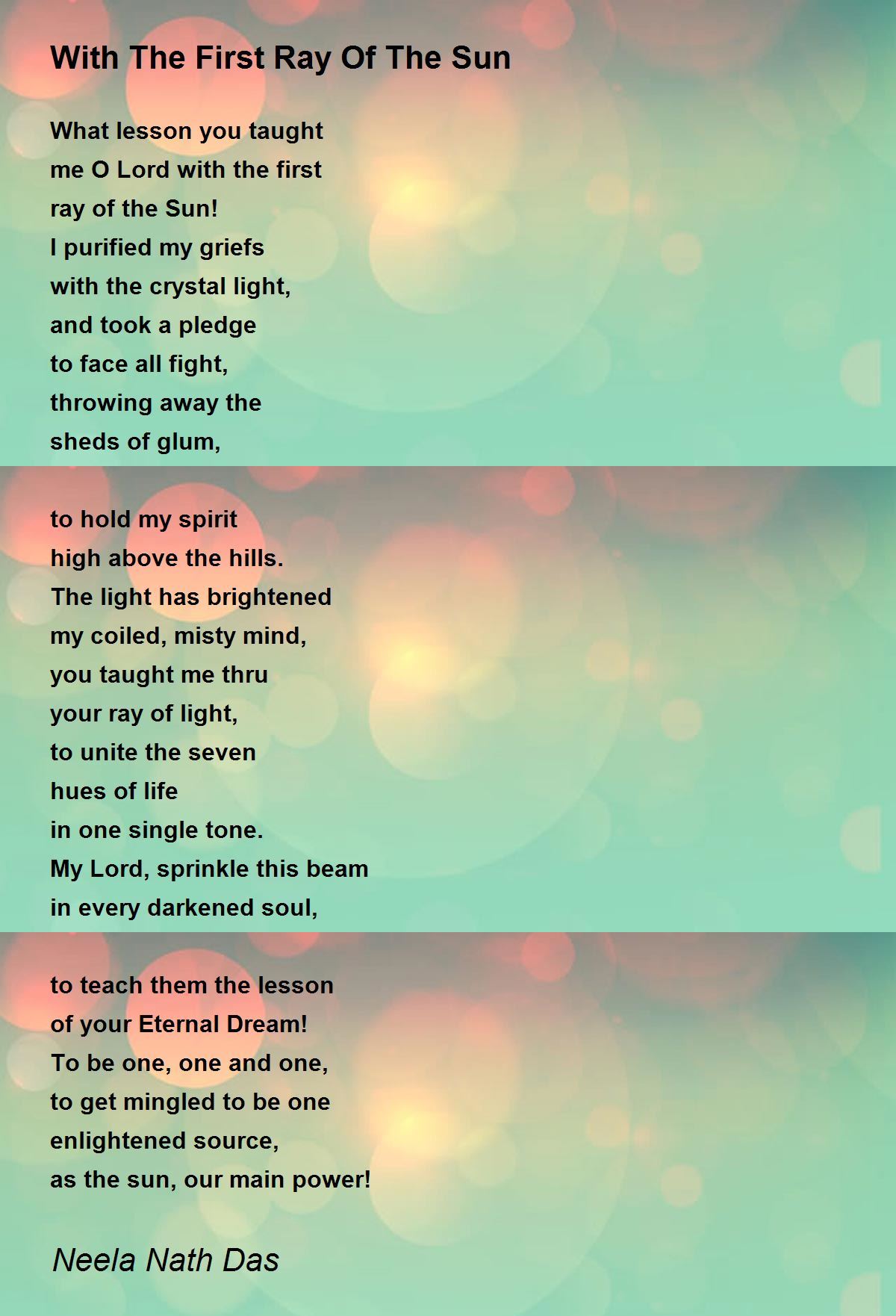 With The First Ray Of The Sun by Neela Nath Das With The First Ray Of