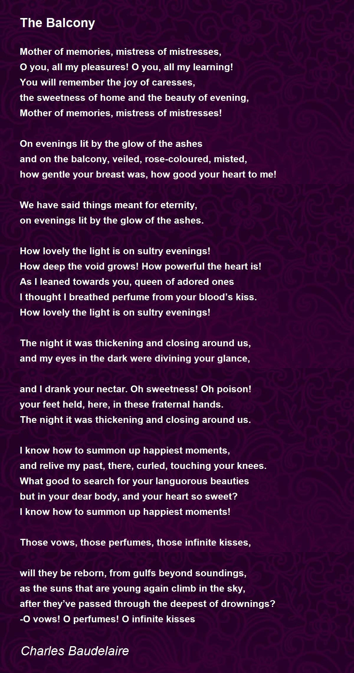 The Balcony Poem by Charles Baudelaire - Poem Hunter