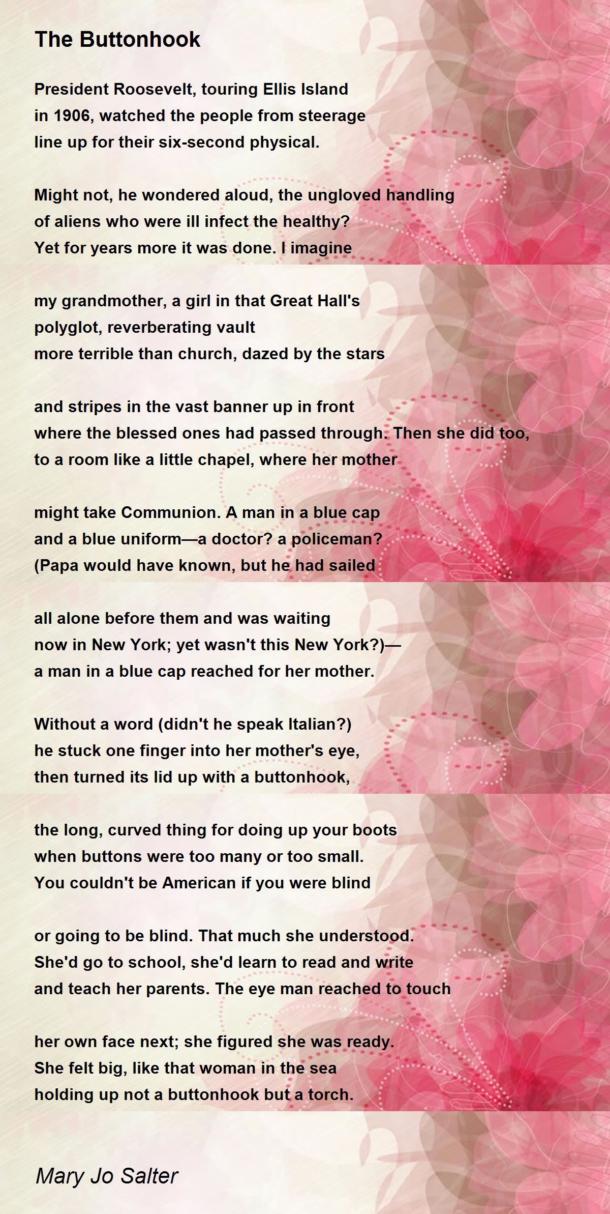 The Buttonhook Poem by Mary Jo Salter - Poem Hunter